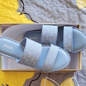 Michael Kors Sky Blue Jelly Slide Sandals Sz 10